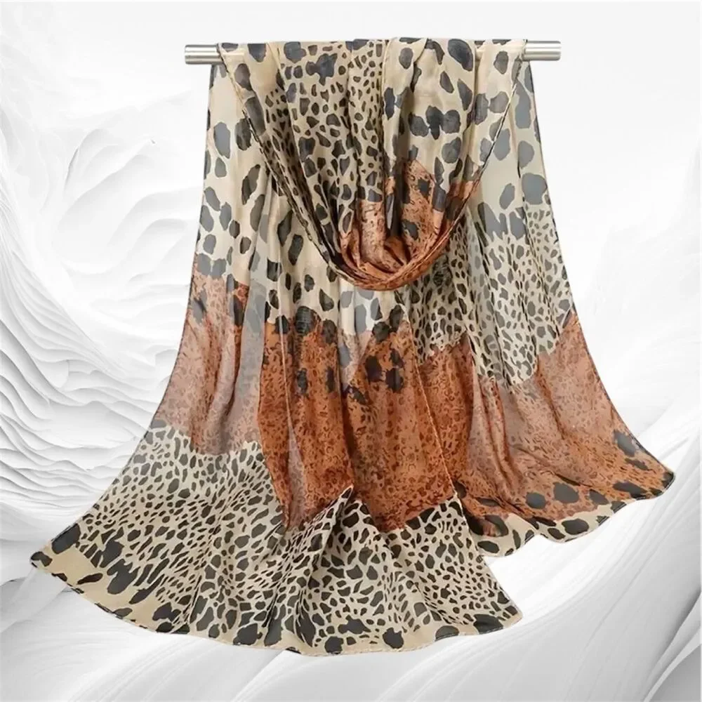 Leopard Print Scarf Sheer 58'x18' Dark Brown Coffee NWT